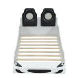 Twin Race Car-Shaped Wood Platform Bed With LED - Omega Lifestyles