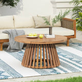 Acacia Wood Round Patio Coffee Table - Omega Lifestyles