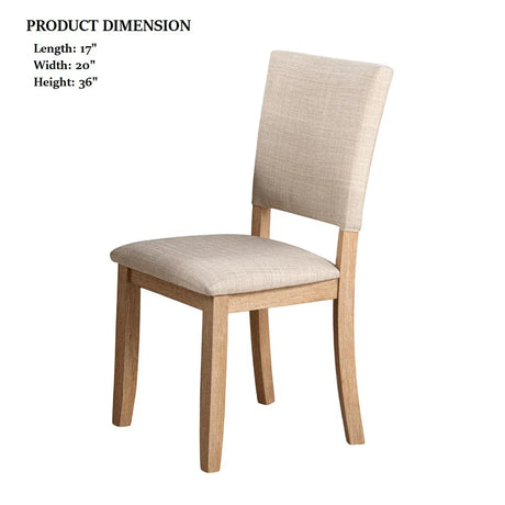 Transitional Natural Upholstered Rubberwood Dining Side Chair Set - Omega Lifestyles