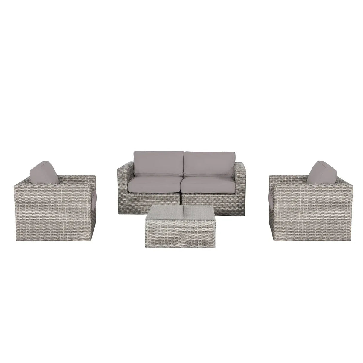 4-Person Outdoor Grey Mix Rattan Wicker Seating Set - Omega Lifestyles
