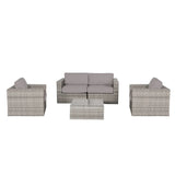 4-Person Outdoor Grey Mix Rattan Wicker Seating Set - Omega Lifestyles