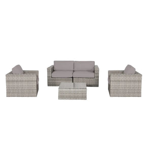 4-Person Outdoor Grey Mix Rattan Wicker Seating Set - Omega Lifestyles