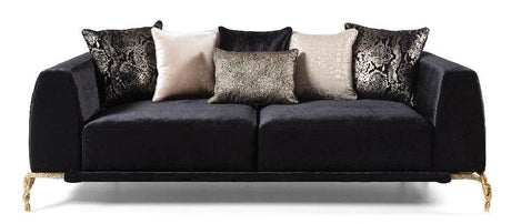 Modern Velvet Upholstered Wood Frame Sofa With Pillows - Omega Lifestyles