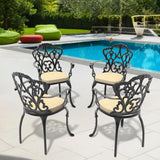 Cast Aluminum Outdoor Dining Armchair With Cushions Set of 4