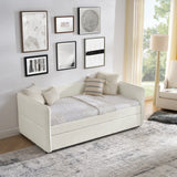 Twin Upholstered Boucle Daybed With Functional Trundle - Omega Lifestyles