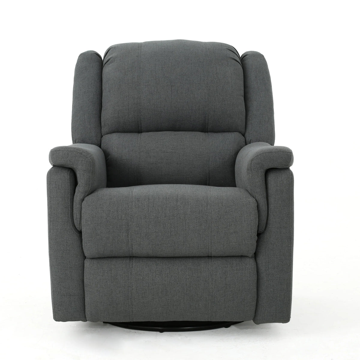Charcoal Fabric Glider Recliner With Swivel And Manual Recline - Omega Lifestyles