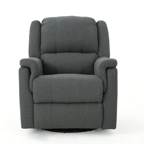 Charcoal Fabric Glider Recliner With Swivel And Manual Recline - Omega Lifestyles