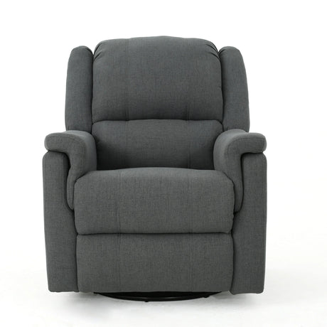 Charcoal Fabric Glider Recliner With Swivel And Manual Recline - Omega Lifestyles