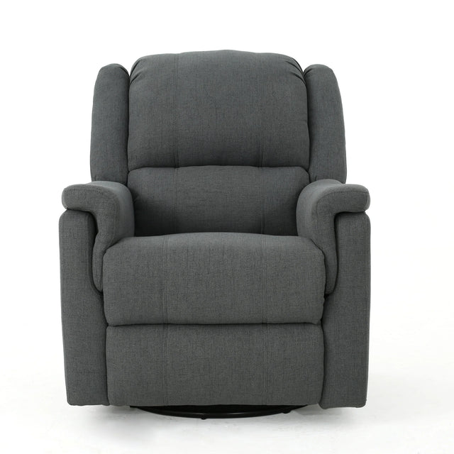 Charcoal Fabric Glider Recliner With Swivel And Manual Recline - Omega Lifestyles