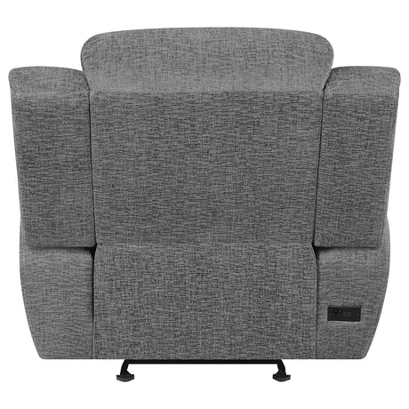 Charcoal Upholstered Power Glider Recliner With Pocket Coils - Omega Lifestyles