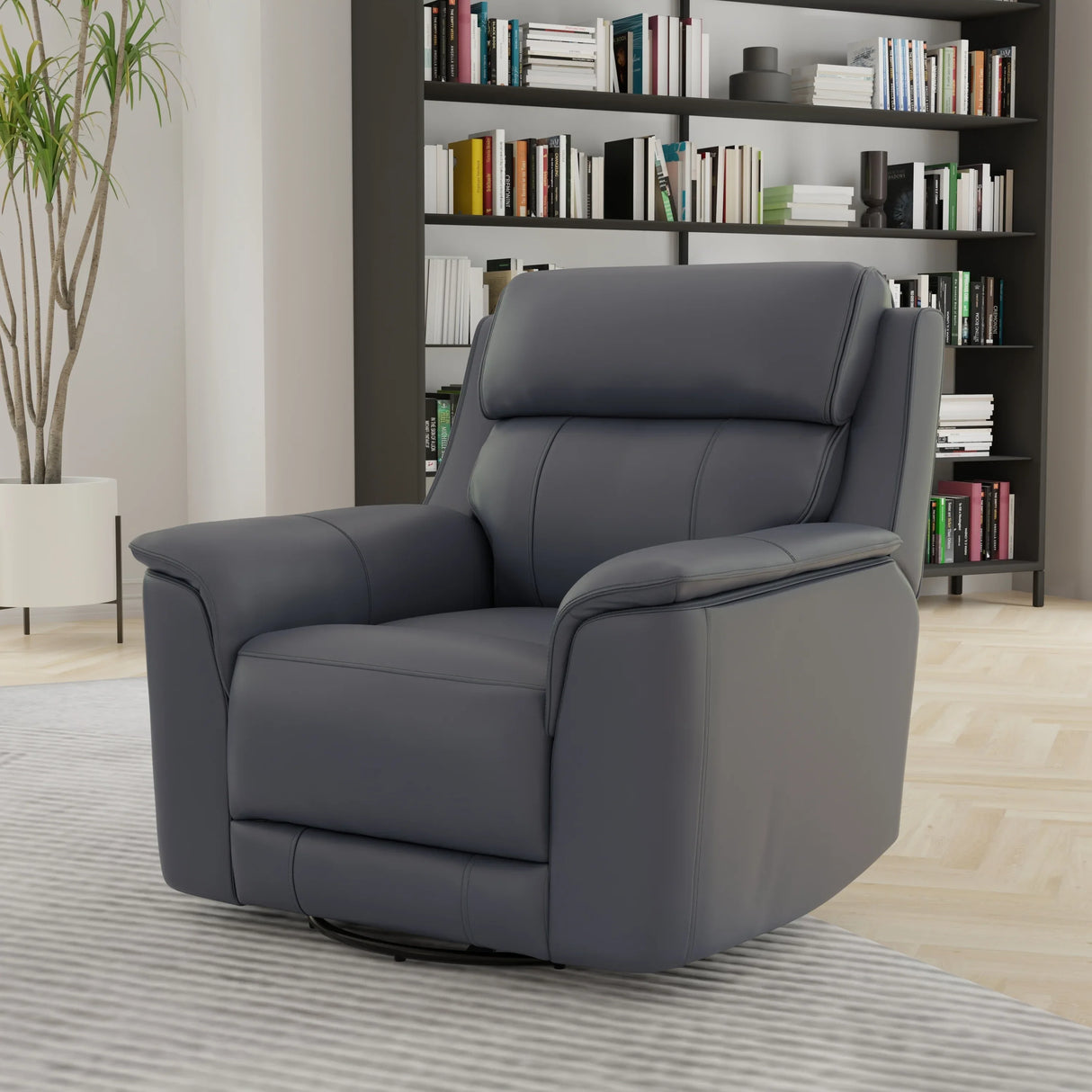 Manual Swivel Genuine Leather Glider Recliner Chair - Omega Lifestyles