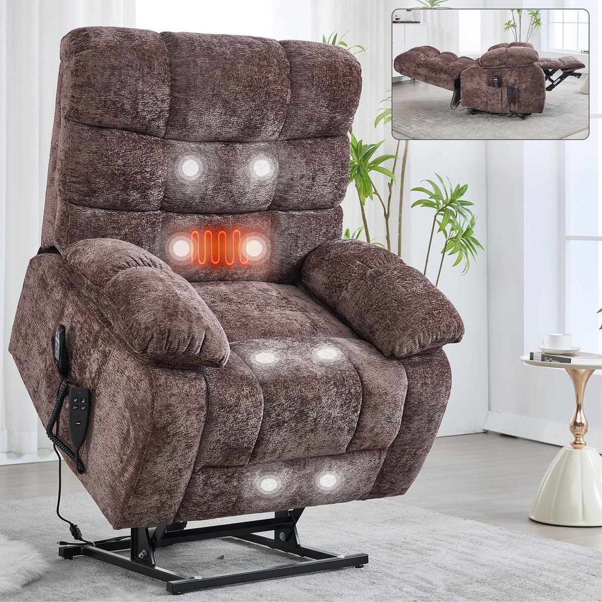 Medium-Firm Power Lift Recliner Chair With Heat Massage - Omega Lifestyles