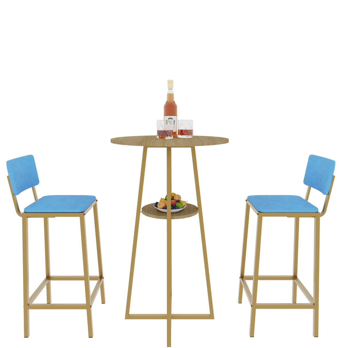 Three Piece Bar Table And Chairs Set With Storage - Omega Lifestyles