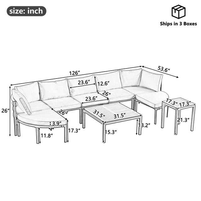 Modern Outdoor Sectional Patio Furniture Set With Cushions - Omega Lifestyles