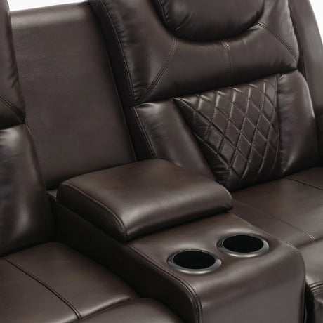 Manual Faux Leather Recliner Chair With Hidden Storage And LED - Omega Lifestyles