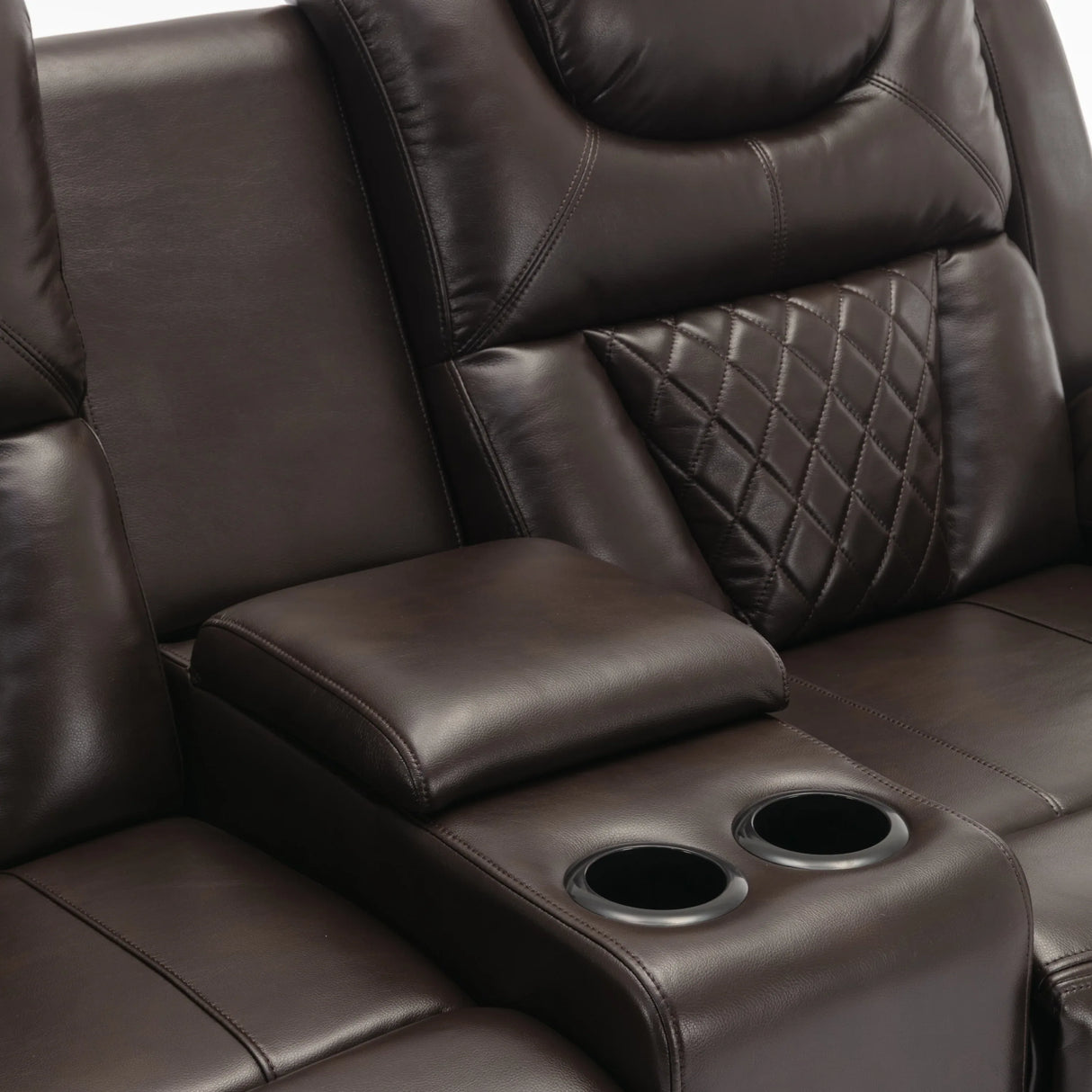 Brown Faux Leather Manual Recliner Chair With LED Light - Omega Lifestyles