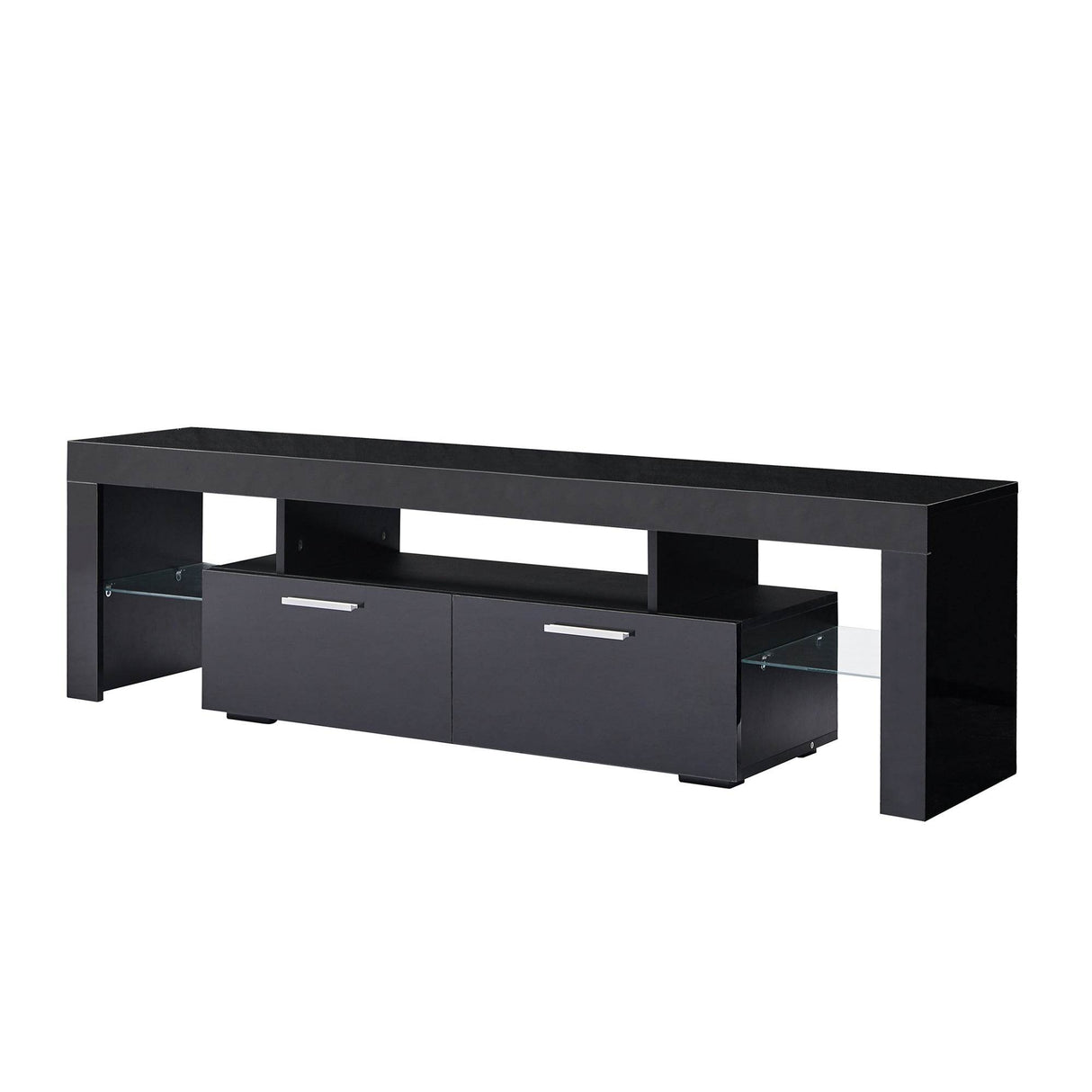 Classic Black TV Stand With RGB LED Lighting - Omega Lifestyles
