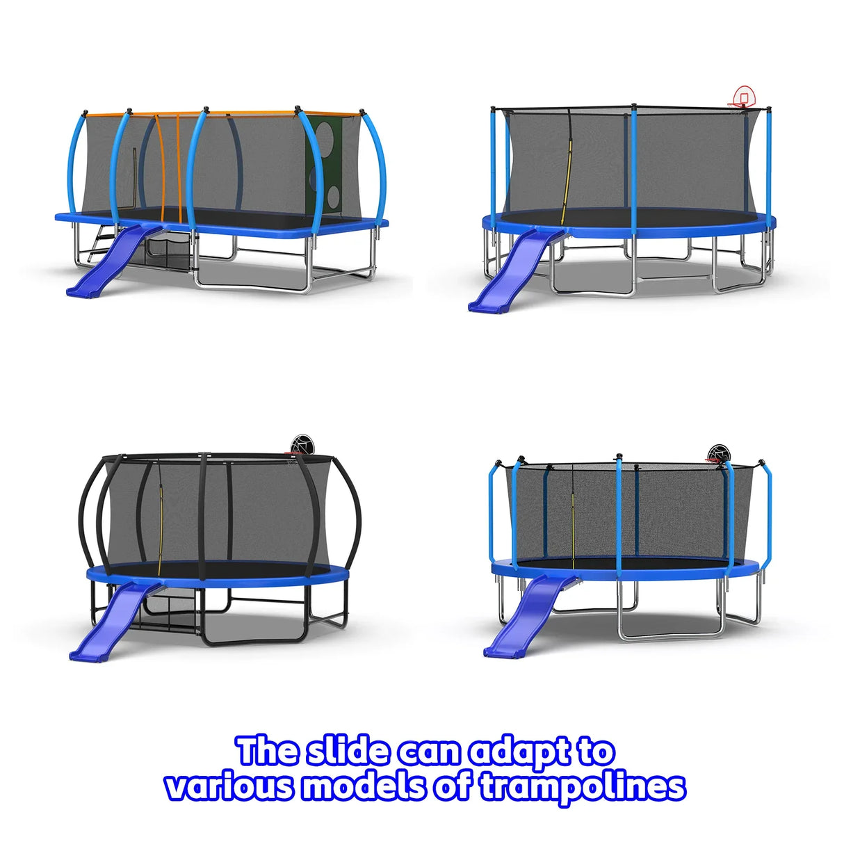 Blue Plastic Trampoline Slide Attachment For 8–16FT Trampolines - Omega Lifestyles