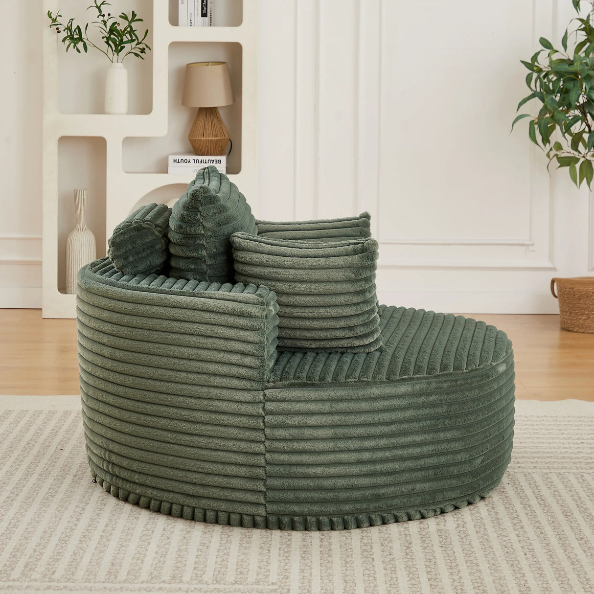 Corduroy Foam Modular Sleeper Chair No Assembly Required - Omega Lifestyles