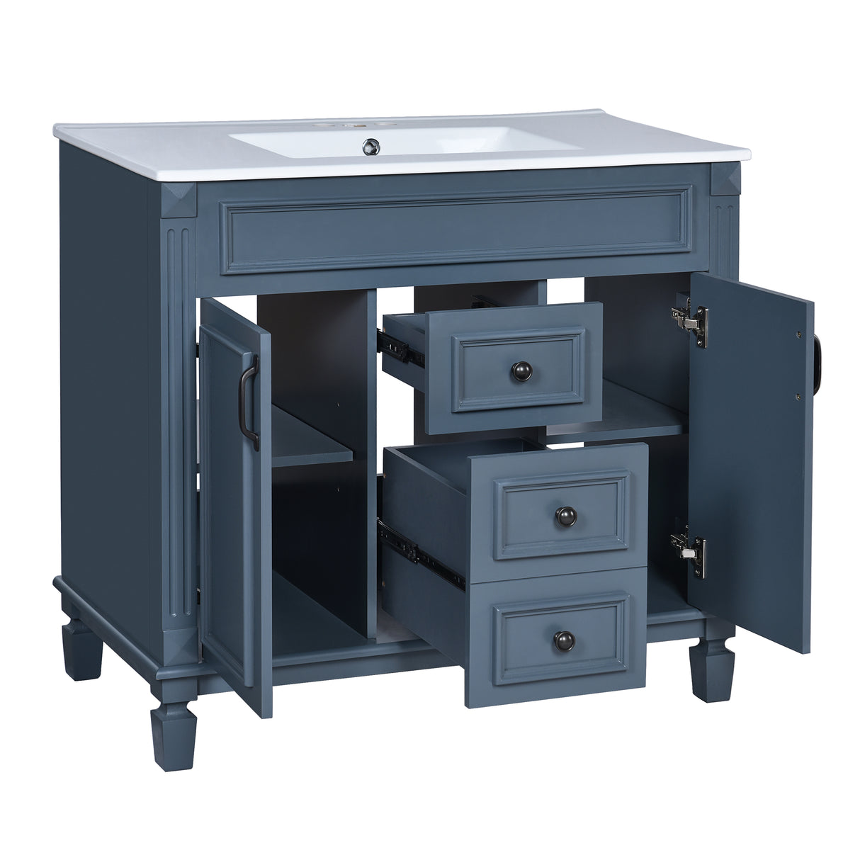 Modern Blue Bathroom Vanity With Ceramic Sink Cabinet