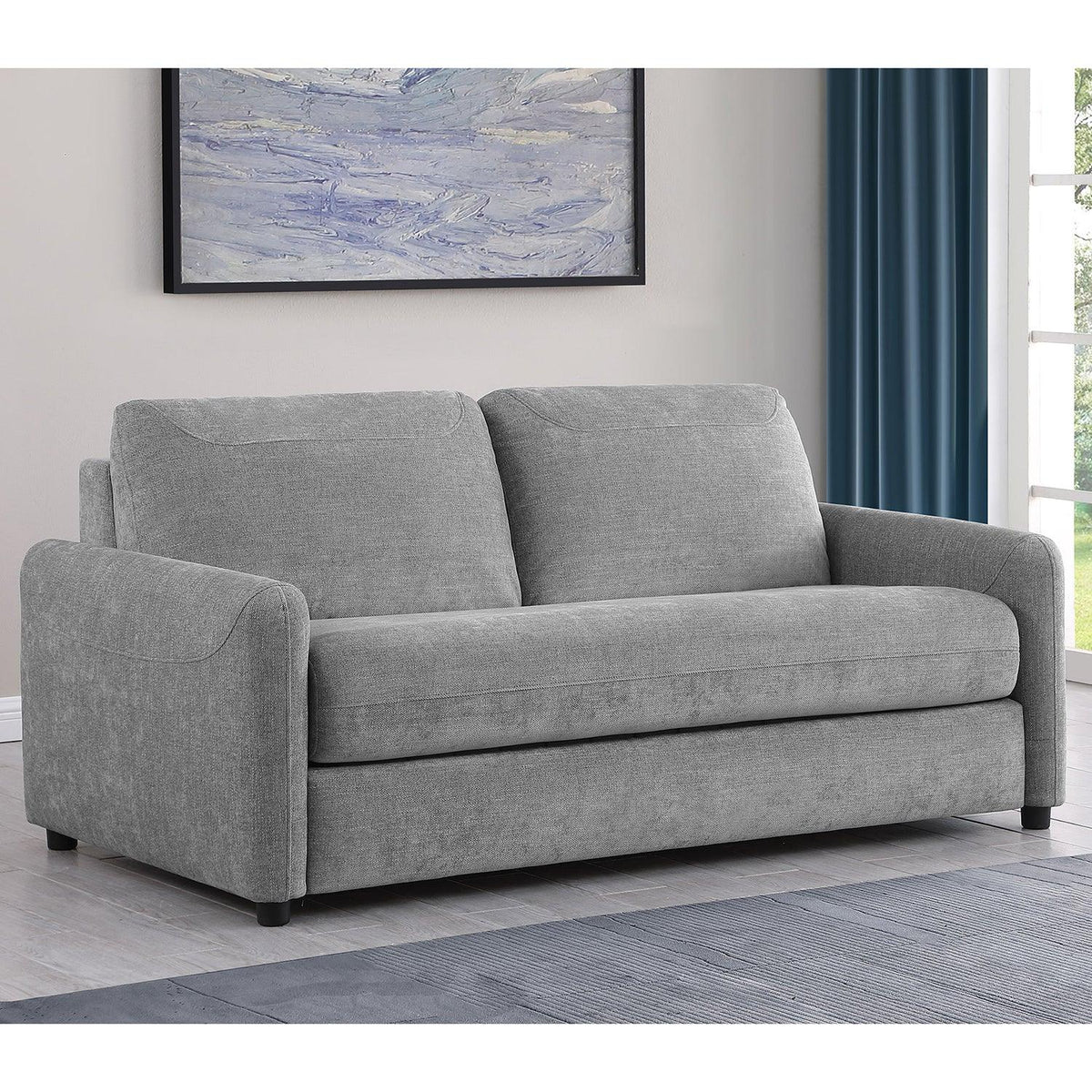 Grey Upholstered Queen Sleeper Sofa With Memory Foam Mattress - Omega Lifestyles