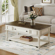 Mid-Century Farmhouse Coffee Table With Drawer Wheels - Sleep Galleria