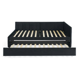 Full Size Velvet Upholstered Daybed With Trundle - Omega Lifestyles