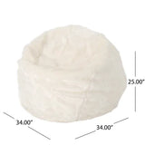 White Faux Fur 3-Foot Cozy Bean Bag Chair - Omega Lifestyles