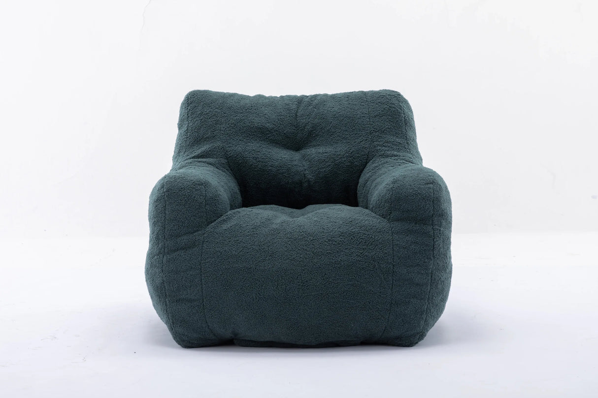 Soft Teddy Fabric Tufted Foam Bean Bag Chair Green - Omega Lifestyles