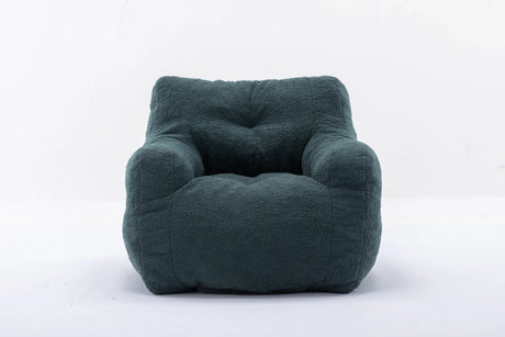 Soft Teddy Fabric Tufted Foam Bean Bag Chair Green - Omega Lifestyles