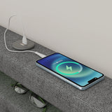 Twin Upholstered Bed Frame With Storage Drawers And USB Charging - Omega Lifestyles