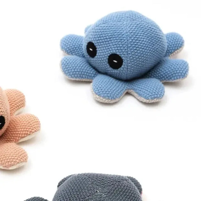 Knitted Blue Cotton Stuffed Octopus Soft Toy - Omega Lifestyles