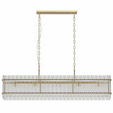 Modern Rectangular Crystal Glass 10-Light Gold Chandelier - Omega Lifestyles