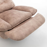 Modern Soft Velvet Swivel Gliding Recliner Chair With Phone Holder - Omega Lifestyles