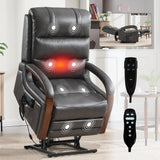 Power Lift Recliner Chair With Heat Massage and Wood Armrests - Omega Lifestyles