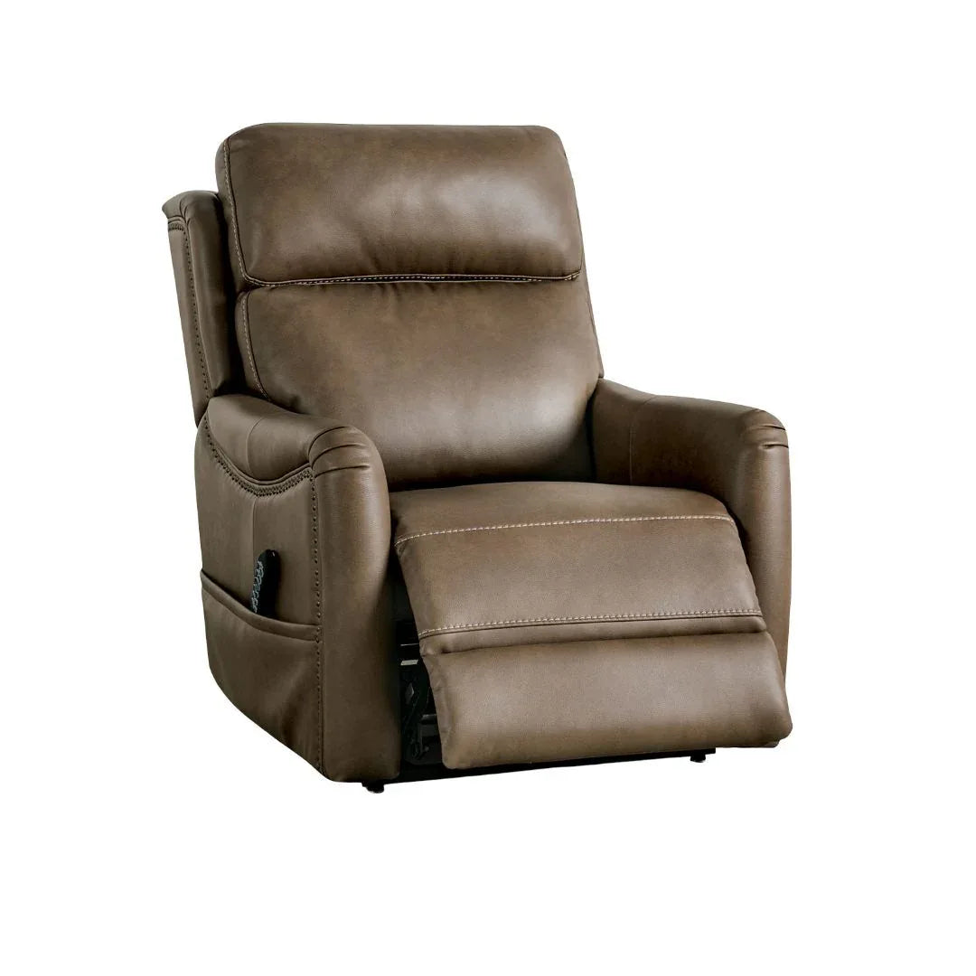 Transitional Brown Leatherette Power Lift Massage Chair - Omega Lifestyles
