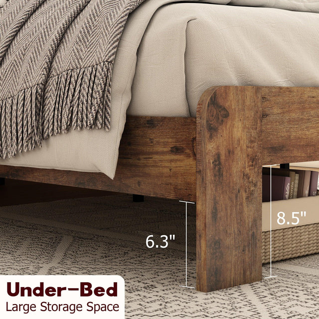 Full Wood Platform Bed Frame With Storage USB - Omega Lifestyles