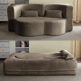 Full Size Plush Corduroy Foam Folding Sofa Bed With Pillows - Omega Lifestyles