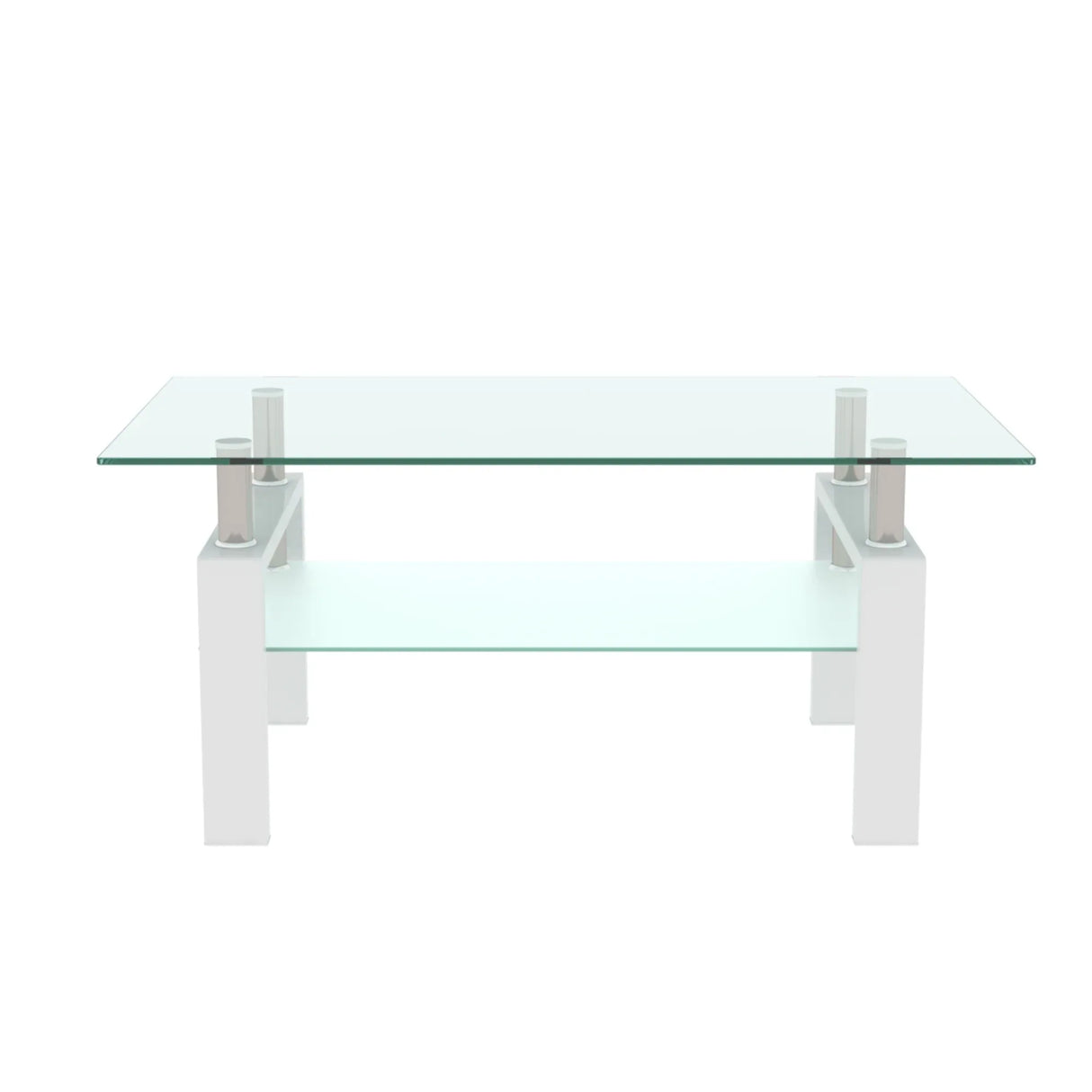 Modern Rectangle Glass Coffee Table With Double Storage - Omega Lifestyles