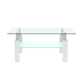 Modern Rectangle Glass Coffee Table With Double Storage - Omega Lifestyles