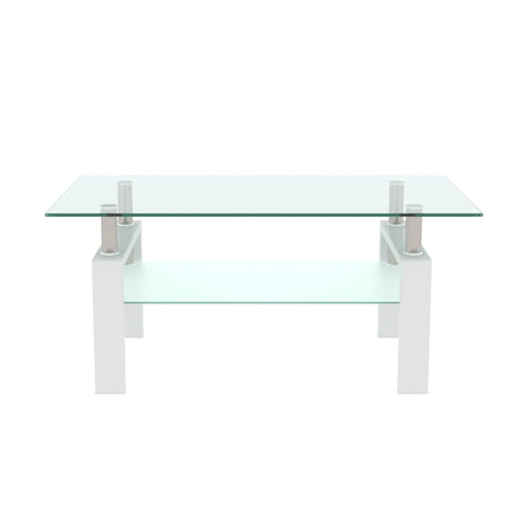 Modern Rectangle Glass Coffee Table With Double Storage - Omega Lifestyles