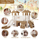 8-in-1 Toddler Freestanding Slide Climber Playset Brown - Omega Lifestyles