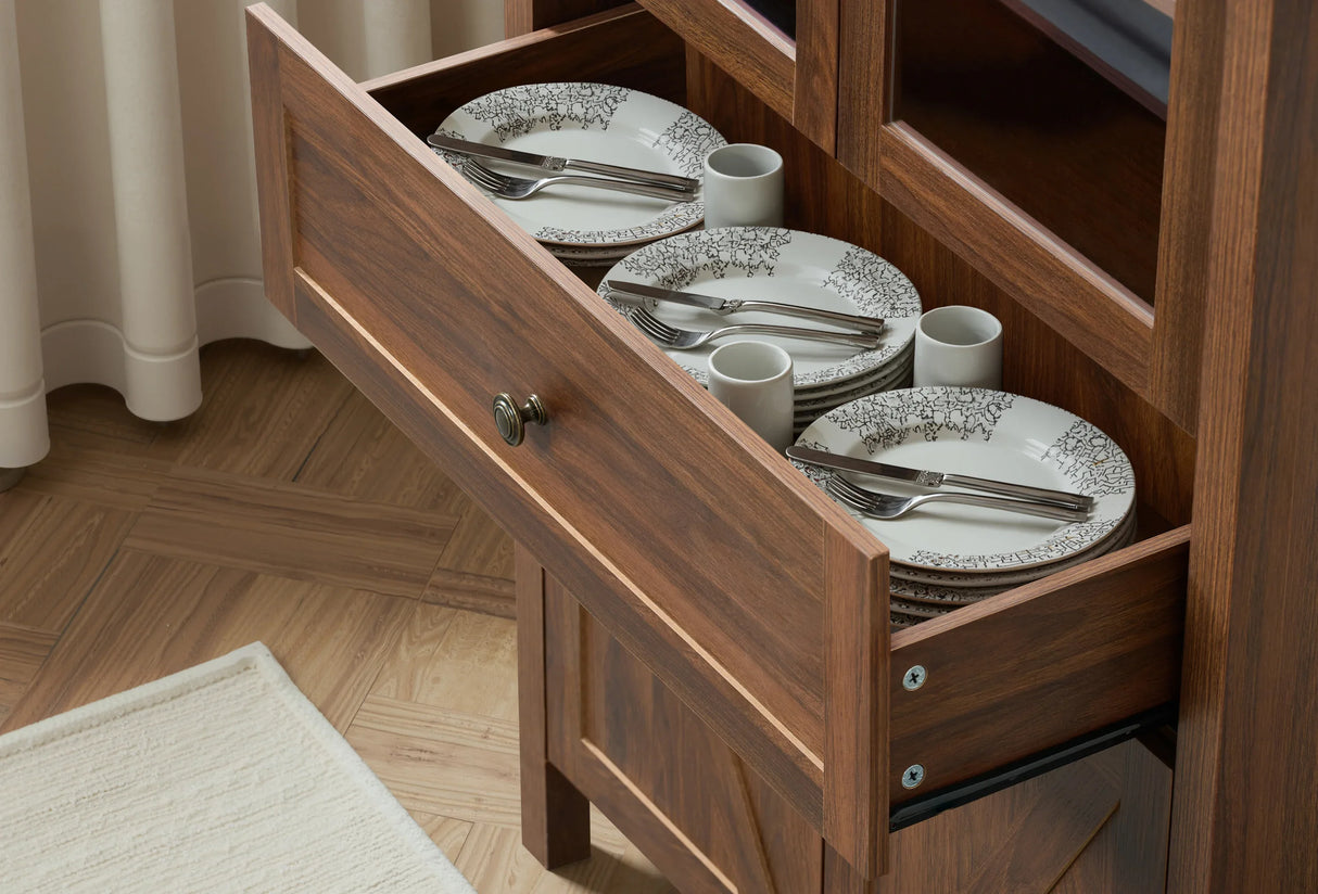 Walnut Retro Dome Storage Cabinet With Adjustable Shelves - Omega Lifestyles