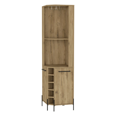 Beige Particle Board Corner Bar Cabinet With Wine Rack - Omega Lifestyles
