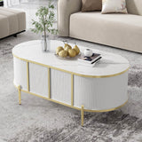 Modern Fluted MDF Coffee Table With Storage Cabinets - Omega Lifestyles