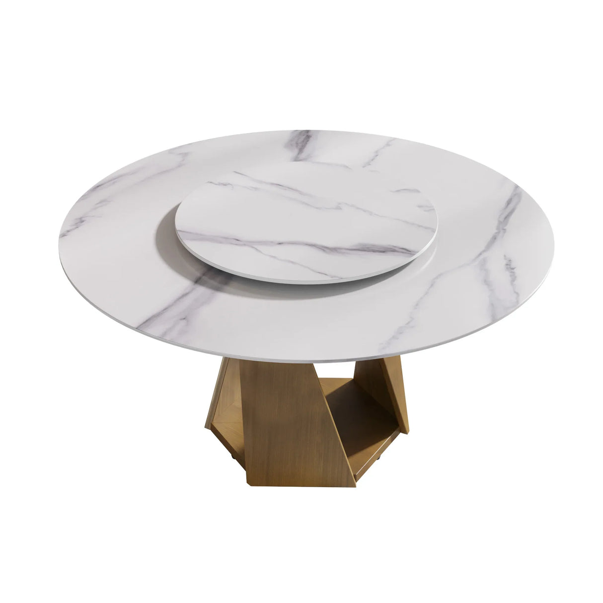 Modern Round Sintered Stone Dining Table With Turntable - Omega Lifestyles