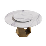 Modern Round Sintered Stone Dining Table With Turntable - Omega Lifestyles