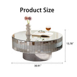 Round Mirrored Crystal Edge Silver Coffee Table - Omega Lifestyles