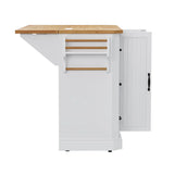 Rustic White Rubber Wood Rolling Kitchen Island Cart - Omega Lifestyles