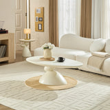 Minimalist Milk White Fiberglass Oval Coffee Table - Omega Lifestyles